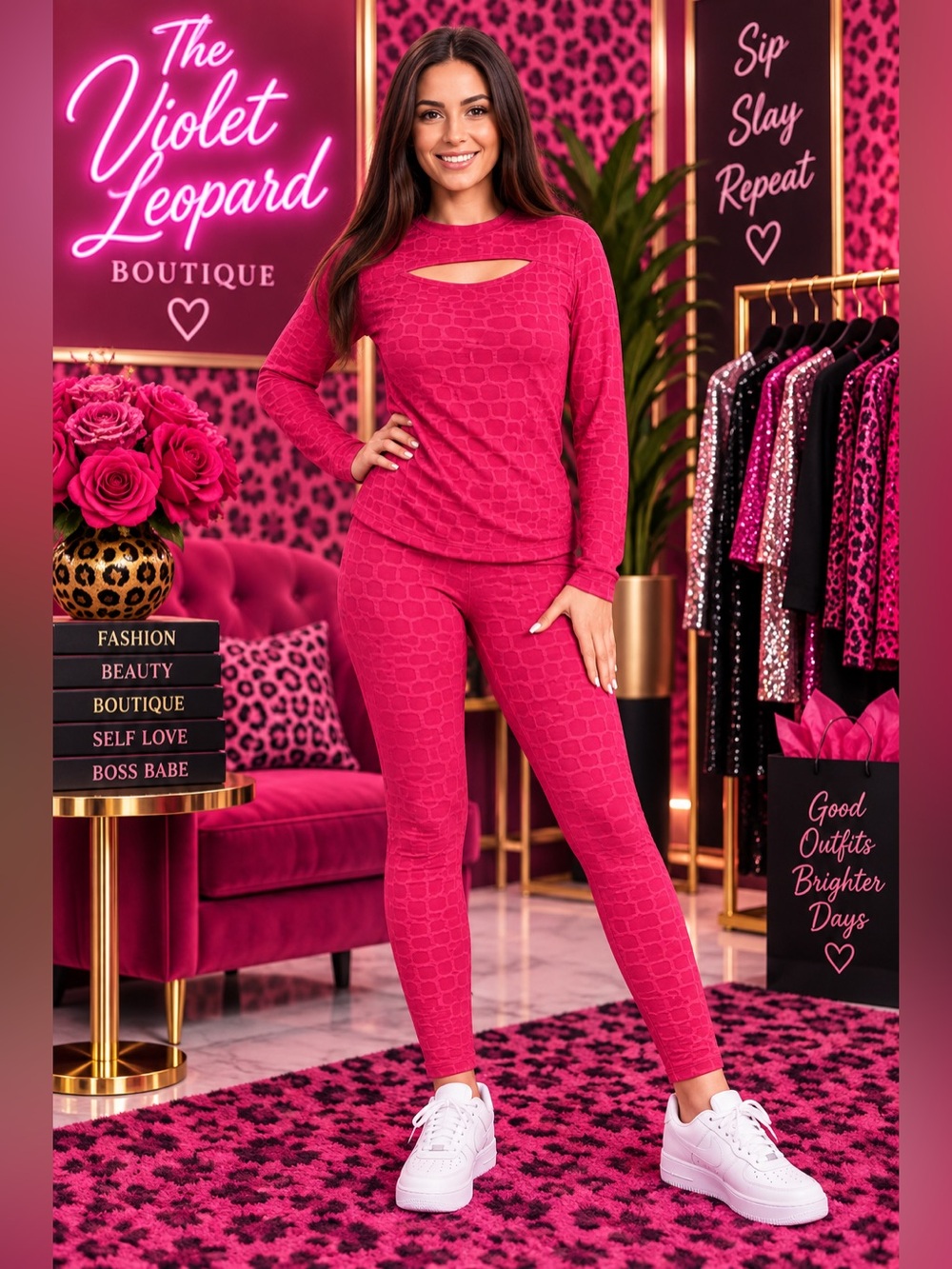 Rich Rogue Women's Fuschia Cutout Lounge Set